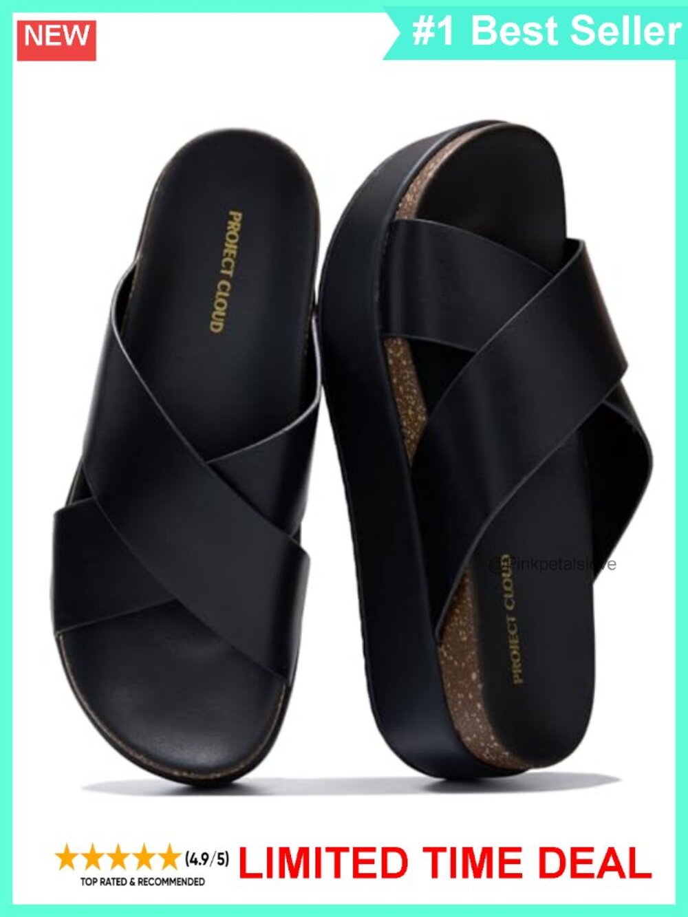 Platform Wedge Sandals Women Slip On Cross Strap Water Resistant